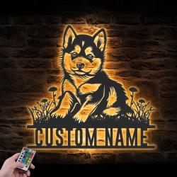 custom baby husky wall art led light