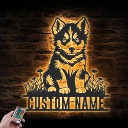 custom baby siberian husky wall art led light