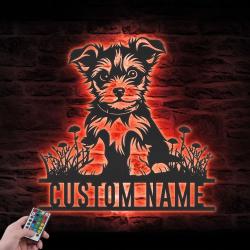 custom baby yorkie wall decor led light