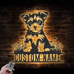 custom baby yorkshire terrier wall art led light