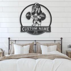 custom basset hound workout wall art led light