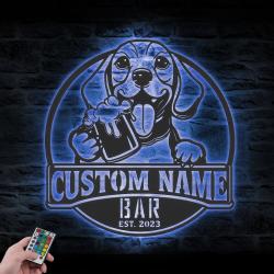 custom beagle pub sign wall art led light