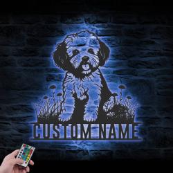 custom bichon frise metal wall art led light