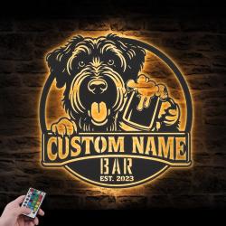 custom black russian terrier wall art led light
