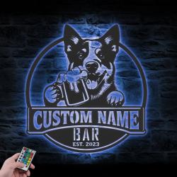custom blue heeler pub sign wall art led light