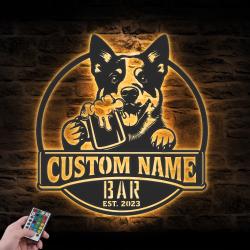 custom blue heeler wall art led light