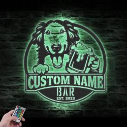 custom borzoi bar decor wall art led light