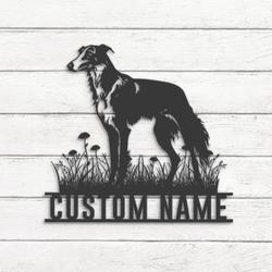 custom borzoi dog wall decor metal art led light
