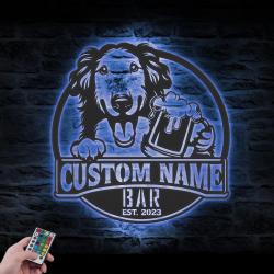 custom borzoi pub sign wall art led light