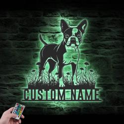 custom boston terrier wall decor led light