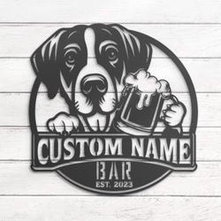 Custom Braque Du Bourbonnais Thirsty Beer Pub Metal Wall Art