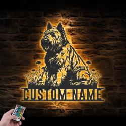 Custom Bouviers des Flandres Metal Wall Art LED Light