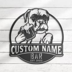 Custom Funny Boxer Thirsty Beer Pub Metal Wall Art LED Light