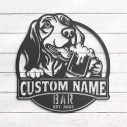 Custom Funny Bracco Italiano Thirsty Beer Pub Metal Wall Art