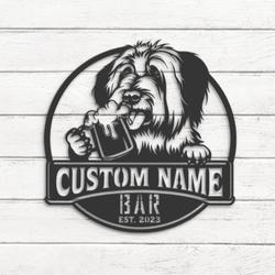 custom briard bar decor wall art led light