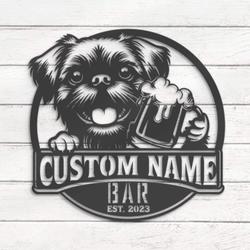 custom brussels griffon beer art wall art led ligh
