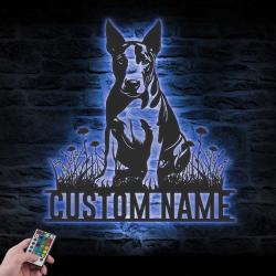 custom bull terrier wall decor metal art led light
