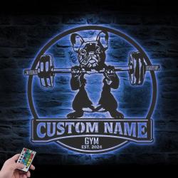 custom bulldog fitness wall decor led light
