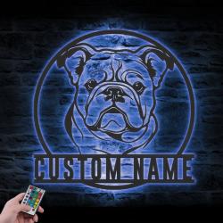 custom bulldog metal sign led light