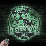 custom bulldog pub sign wall art led light