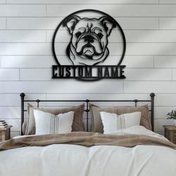 custom bulldog wall decor dog art led light