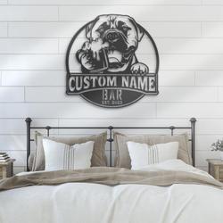 custom bullmastiff beer art wall decor led light