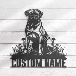 Custom Bullmastiff Metal Wall Art LED Light