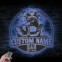custom bullmastiff pub sign wall art led light