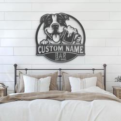 Custom Funny Bully Kutta Thirsty Beer Pub Metal Wall Art LED Light