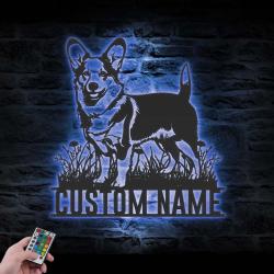 custom cardigan corgi pub sign wall art led light