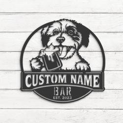 custom cavachon bar decor wall art led light