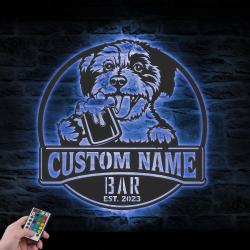 Custom Cavachon Thirsty Beer Pub Metal Wall Art LED Light