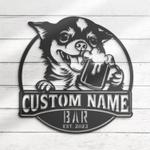 custom chihuahua bar metal wall art led light