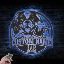 custom chin dog beer bar wall art led light
