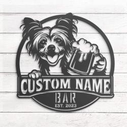 custom chinese crested bar wall art led light