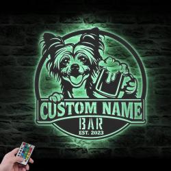 Custom Chinese Crested Metal Wall Art LED Light