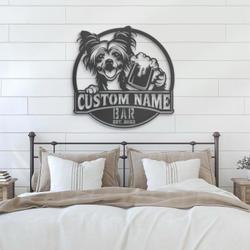 custom chinese crested dog beer wall art led light