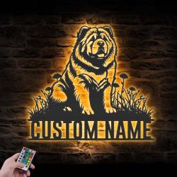 Custom Chow Chow Metal Wall Art LED Light