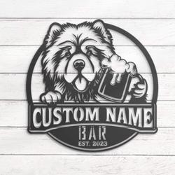 custom chowchow bar decor wall art led light