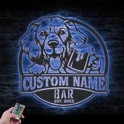 custom clumber spaniel pub sign wall art led light