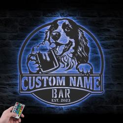 custom cocker spaniel pub sign wall art led light