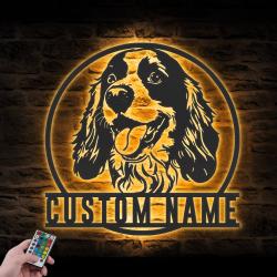 Custom Cocker Spaniel Metal Wall Art LED Light