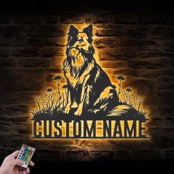 Custom Collie Metal Wall Art LED Light