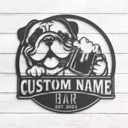 custom continental bulldog beer art wall art led light