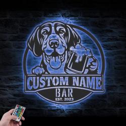 custom coonhound pub sign wall art led light