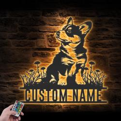 custom corgi baby dog wall art led light