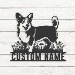 custom corgi metal decor wall art led light