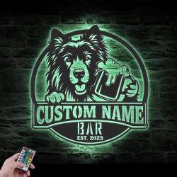 custom croatian sheepdog bar decor wall art led