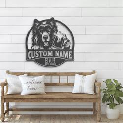Custom Funny Croatian Sheepdog Thirsty Beer Pub Metal Wall Art LED Light