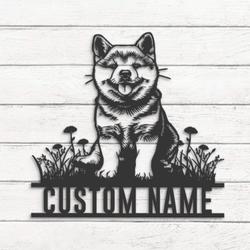 Custom Baby Shiba Inu Metal Wall Art LED Light